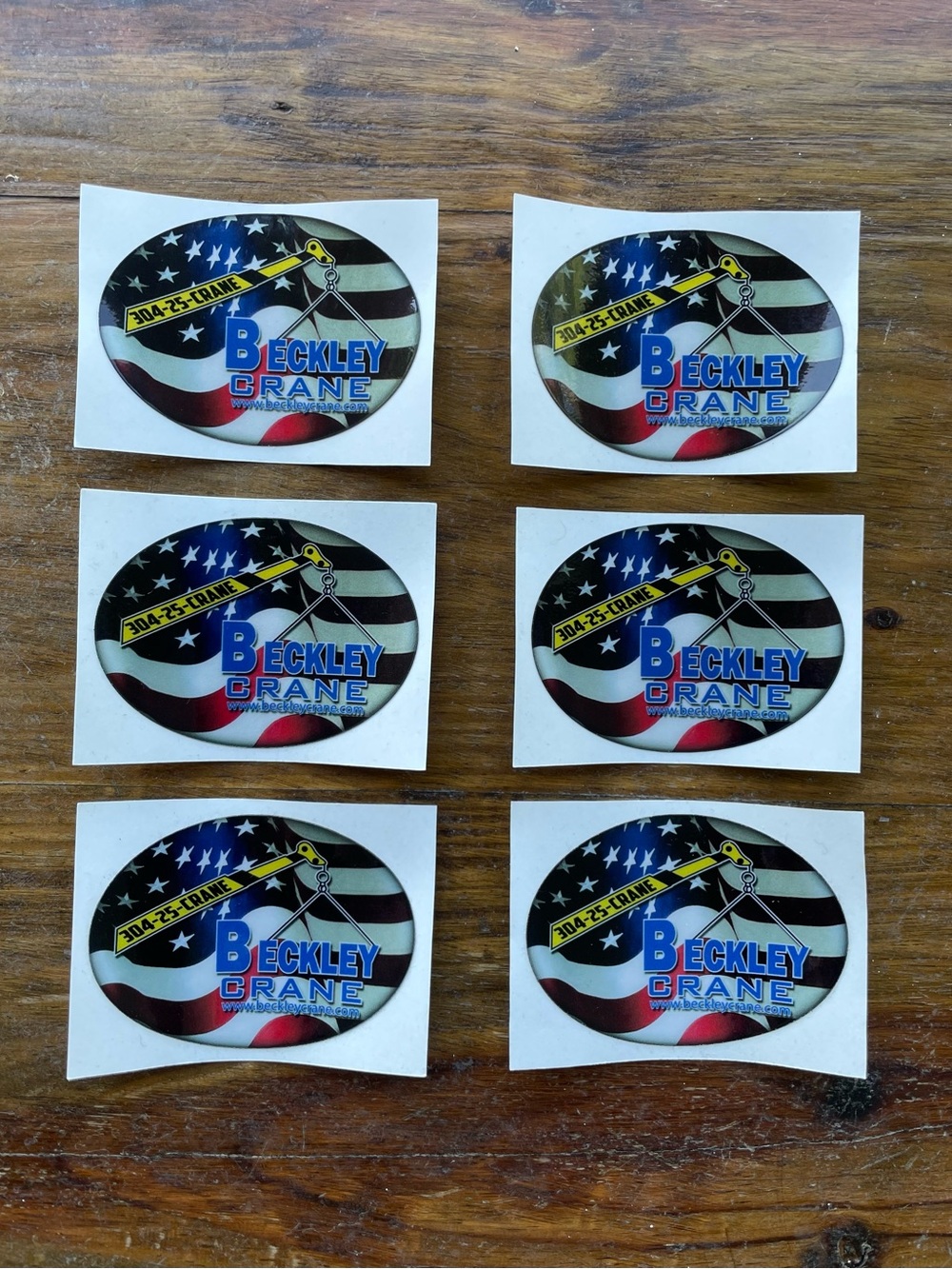 Set of 6 - Beckley Crane Oval Stickers